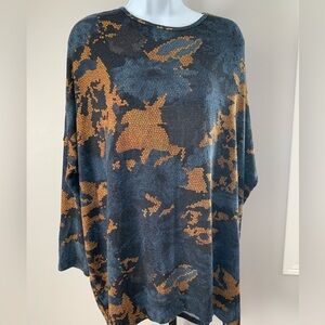 CLARA SUNWOO Blue, Black and Orange Abstract Top